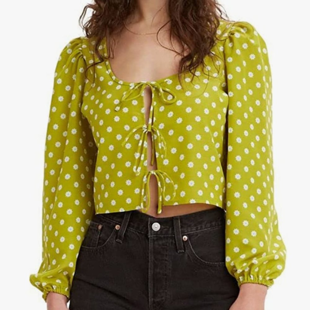 Levi's Embry Tie Front Daisy Blouse Cottagecore Feminine Festival
